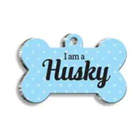 Pet Tag Art Husky Mavi Kemik Şekilli Köpek Künyesi