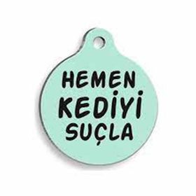 Pet Tag Art Kediyi Suçla Yuvarlak Kedi Künyesi