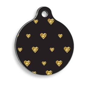 Pet Tag Art Küçük Simli Kalpler Yuvarlak Köpek Künyesi