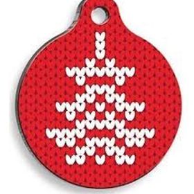 Pet Tag Art Large 3,8 cm Christmas Serisi Art Tree Yuvarlak Kedi Ve Köpek Künyesi