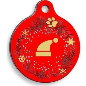 Pet Tag Art Large: 3,8 cm Christmas Serisi Hat Yuvarlak Kedi ve Köpek Künyesi