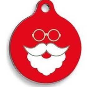 Pet Tag Art Large 3,8 cm Christmas Serisi Hipster Santa Comics Yuvarlak Kedi Ve Köpek Künyesi