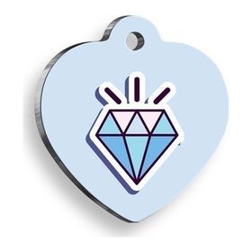 Pet Tag Art Mavi Diamond Kalp Şekilli Köpek Künyesi