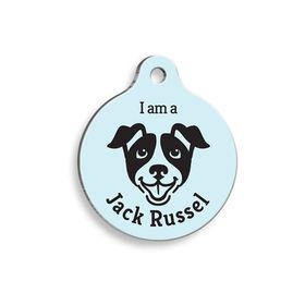 Pet Tag Art Mavi Jack Russel Yuvarlak Köpek Künyesi