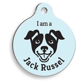 Pet Tag Art Mavi Jack Russel Yuvarlak Large 3.8 cm Köpek Künyesi
