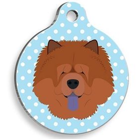 Pet Tag Art Mavi Puantiyeli Çov Çov Yuvarlak Small 2.5 cm Köpek Künyesi