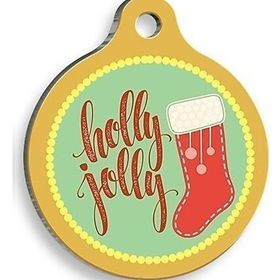 Pet Tag Art Medium 3 cm Christmas Serisi Holly Jolly Yuvarlak Kedi Ve Köpek Künyesi