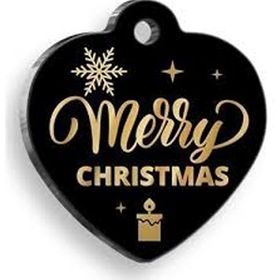 Pet Tag Art Medium 3,2x3,5 cm Christmas Serisi Exclusive Merry Christmas Kalp Kedi Ve Köpek Künyesi