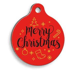 Pet Tag Art Merry Christmas Kış Yuvarlak Kedi ve Köpek Künyesi