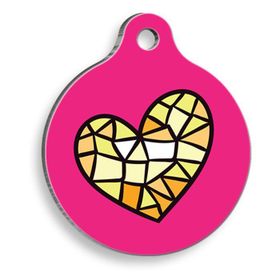Pet Tag Art Mozaik Kalp Yuvarlak Kedi ve Köpek Künyesi
