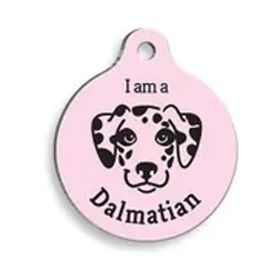 Pet Tag Art Pembe Dalmaçyalı Yuvarlak Köpek Künyesi