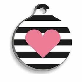 Pet Tag Art Pink Heart Yuvarlak 2,5 cm Kedi Künyesi