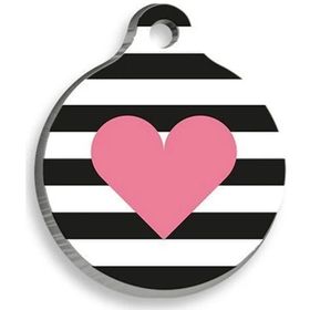 Pet Tag Art Pink Heart Yuvarlak 3,8 cm Kedi Künyesi