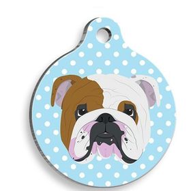 Pet Tag Art Puantiyeli English Bulldog Yuvarlak Large 3.8 cm Köpek Künyesi