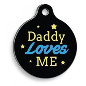 Pet Tag Art Qr Smart ID Daddy Loves Me Siyah Kedi ve Köpek Künyesi