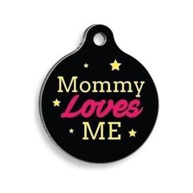 Pet Tag Art Qr Smart ID Mommy Loves Me Siyah Kedi ve Köpek Künyesi