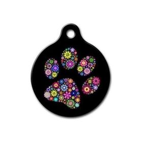 Pet Tag Art Qr Smart ID Renkli Çiçekli Pati Desenli Kedi Köpek Künyesi
