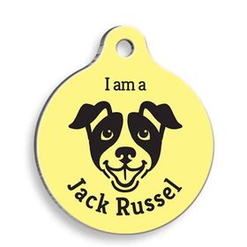 Pet Tag Art Sarı Jack Russel Yuvarlak Köpek Künyesi