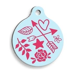 Pet Tag Art Sevgi Temalı Pembe Yuvarlak Köpek Künyesi