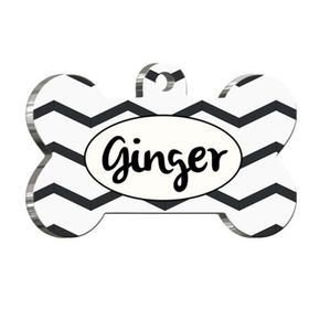 Pet Tag Art Siyah Dalgalı Kemik Şekilli Köpek Künyesi