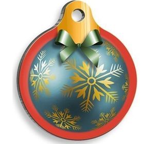 Pet Tag Art Small 2,5 cm Christmas Serisi Blue Garnish Yuvarlak Kedi Ve Köpek Künyesi