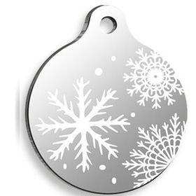 Pet Tag Art Small 2,5 cm Christmas Serisi White Star Yuvarlak Kedi Ve Köpek Künyesi