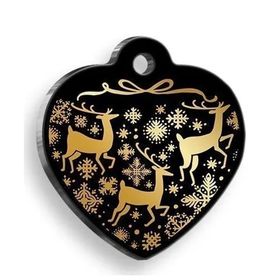 Pet Tag Art Small 2,5x2,73 cm Christmas Serisi Blacked Kalp Kedi Ve Köpek Künyesi
