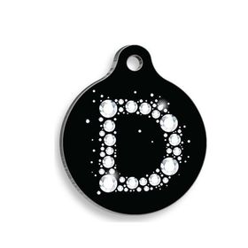 Pet Tag Art Taşlı D Harfi Yuvarlak Kedi ve Köpek Künyesi