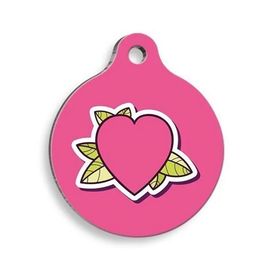 Pet Tag Art Yapraklı Kalp Yuvarlak Köpek Künyesi