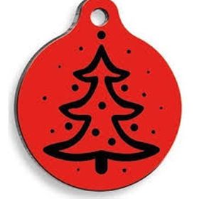 Pet Tag Medium 3 cm Art Christmas Serisi Art Tree Yuvarlak Kedi Ve Köpek Künyesi