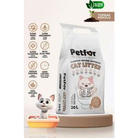 Petfor 20 Lt Toprak Kokulu Yeni Nesil Organik Kahverengi Kedi Kumu