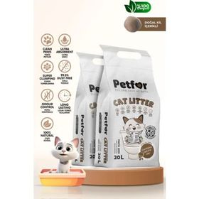 Petfor 2x20 lt Kahverengi Aktif Karbonlu Yeni Nesil Organik Kedi Kumu