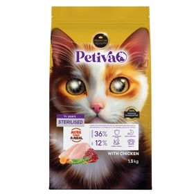 Petiva Kısırlaştırılmış 1,5 kg Yetişkin Kediler İçin Tavuk Etli Kuru Kedi Maması