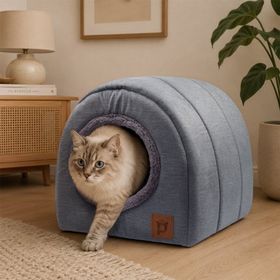Petlebi 45x33x33 cm Gri Kapalı Kedi ve Küçük Irk Köpek Yatağı