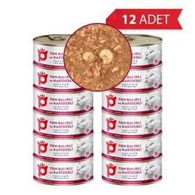 Petlebi Sos İçinde Fileto Taze Ton Balıklı ve Karidesli 12x70 gr Kedi Konservesi