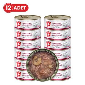 Petlebi Sos İçinde Fileto Taze Ton Balıklı ve Karidesli 12x70 gr Kedi Konservesi