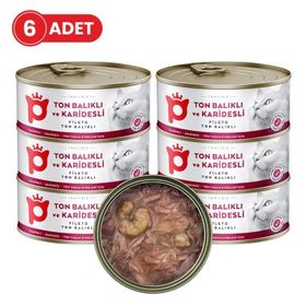 Petlebi Sos İçinde Fileto Taze Ton Balıklı ve Karidesli 6x70 gr Kedi Konservesi
