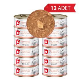 Petlebi Sos İçinde Fileto Taze Ton Balıklı ve Somonlu 12x70 gr Kedi Konservesi