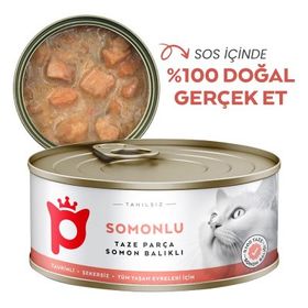 Petlebi Sos İçinde Parça Taze Somonlu 70 gr Kedi Konservesi
