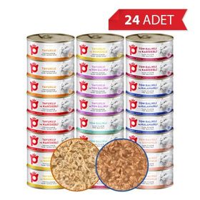 Petlebi Sos İçinde Taze Balıklı ve Tavuk Etli Karışık Çeşitli 24x70 gr Kedi Konservesi