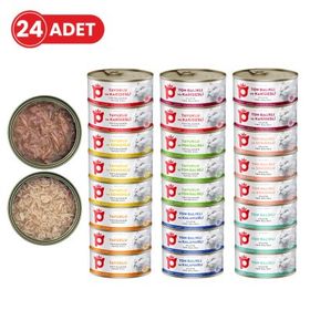Petlebi Sos İçinde Taze Balıklı ve Tavuk Etli Karışık Çeşitli 24x70 gr Kedi Konservesi