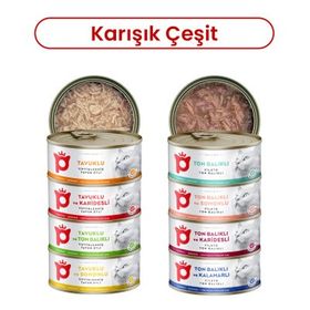 Petlebi Sos İçinde Taze Balıklı ve Tavuk Etli Karışık Çeşitli 8x70 gr Kedi Konservesi