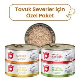 Petlebi Sos İçinde Tiftiklenmiş Etli Özel Tavuk Serisi Karışık Çeşitli 4x70 gr Kedi Konservesi