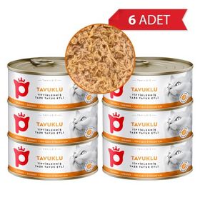 Petlebi Sos İçinde Tiftiklenmiş Taze Tavuk Etli 6x70 gr Kedi Konservesi