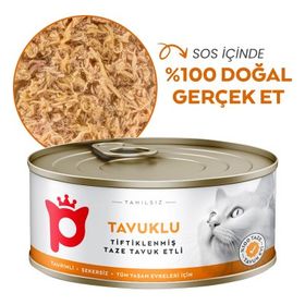 Petlebi Sos İçinde Tiftiklenmiş Taze Tavuk Etli 70 gr Kedi Konservesi