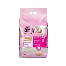 Pets Family Topaklanan Bebek Pudrası Kokulu Doğal Bentonit İnce Taneli 10 lt Kedi Kumu
