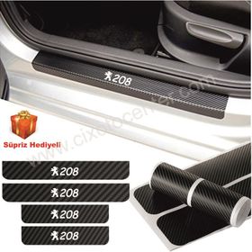 Peugeot 208 4 Adet Karbon Kapı Eşiği Sticker