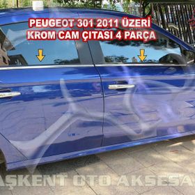 Peugeot 301 2012 Üzeri Paslanmaz Çelik 4 Parça Krom Cam Çıtası