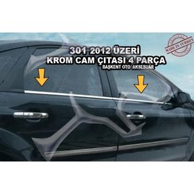 Peugeot 301 2012 Üzeri Paslanmaz Çelik 4 Parça Krom Cam Çıtası
