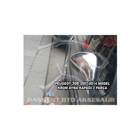 Peugeot 308 2007-2014 Paslanmaz Çelik Krom 2 Parça Ayna Kapağı